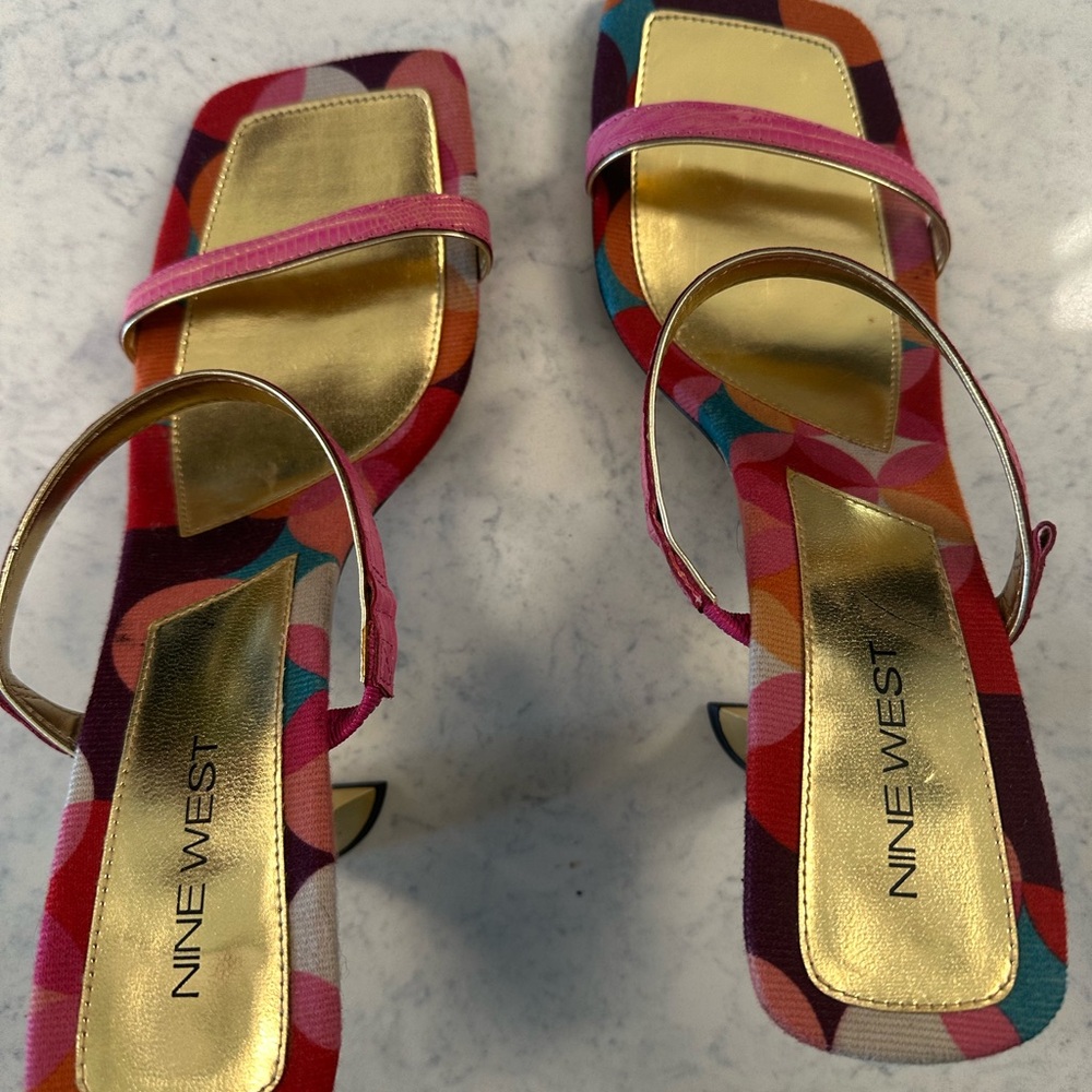 Nine West Red and Gold Sandals Elegant Strappy Design